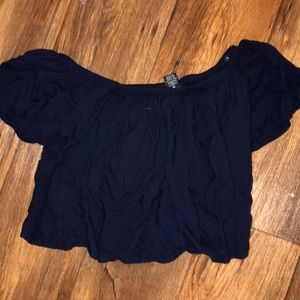 Off the shoulder navy crop top